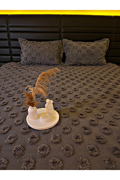 PEREN HOME Висококачествено покривало с ресни за двойно легло 250x250 2 калъф...