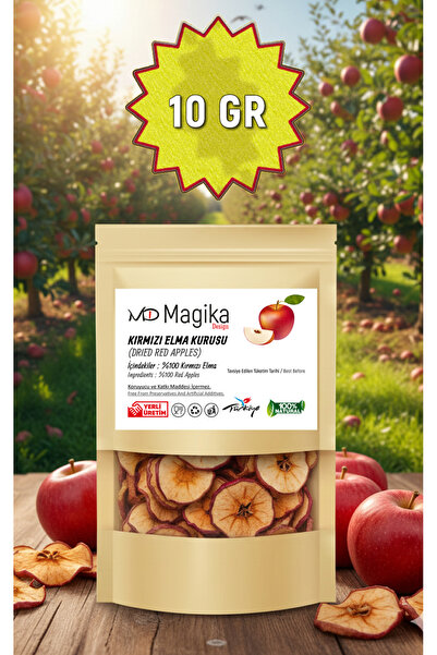 Magika Design 10 GR Kurutulmuş Kırmızı Elma, Yerli, Taze, Temiz Üretim, Katkı ve Koruyucu İçermez