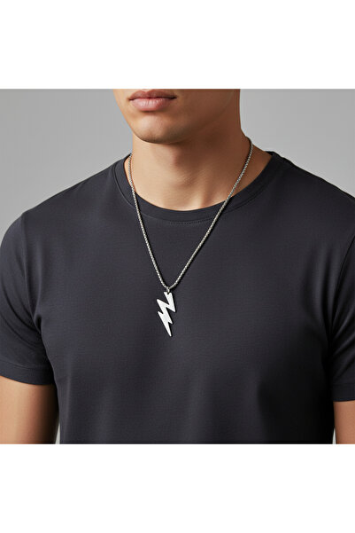 Alooya Güç ve Şimşek - The Flash Gümüş Kaplama Örme Zincir Kolye