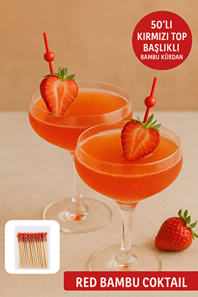 TOYFEST 50-Piece Red Ball Head Bamboo Toothpicks – Dessert, Canape, and Cocktail Serving Toothpicks