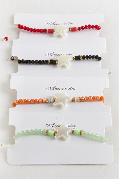 cleovibe Star Pearl Crystal Macrame Rope Bracelet