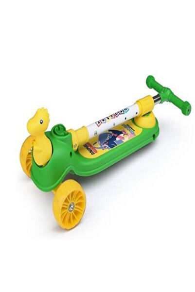 OEM Children's scooter with dinosaur design, 3 wheels, sound and lights, foldable, green-yellow color