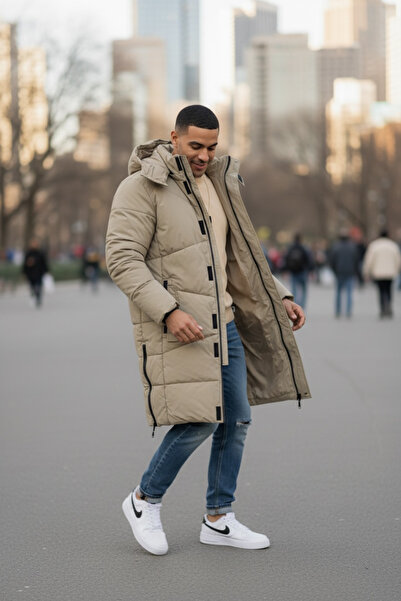 dehaine Men's long jacket, with side zippers, M25