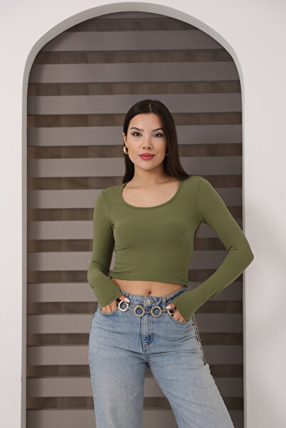 mıssfidan Kadın Kare Yaka Crop Body