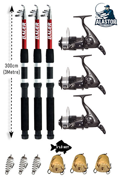 ALASTOR Pegasus 3'Lü Sazan Olta Seti Hazır Tam Takım Olta seti 3 Metre Olta Seti Hazır Olta Takımı