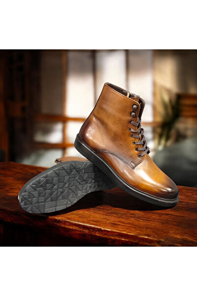VİVA SHOES 100% Genuine Leather Eva Sole Men's Half Boots (Tan)