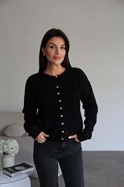 Julidress Pearl Buttoned Soft Teddy Premium Cardigan