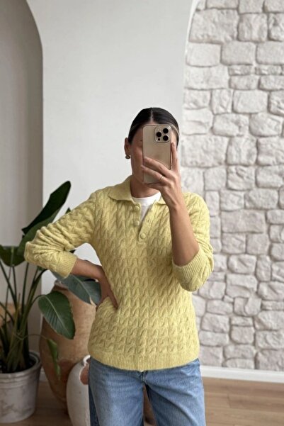 aura7 collection Women's Clothing Hair Knitting Polo Neck Trendy Knitwear Swe...