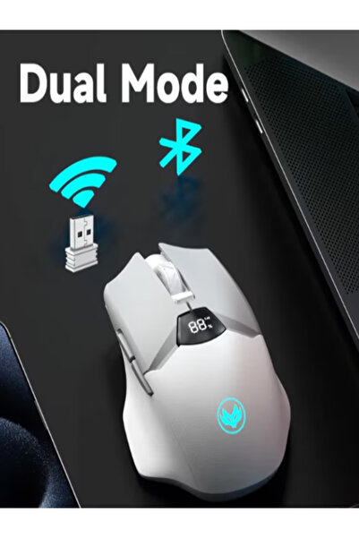OEM Mouse wireless și Bluetooth, afișaj LED cu baterie, mod dual 2.4G, silențios, 600mAh, Type-C, ALB