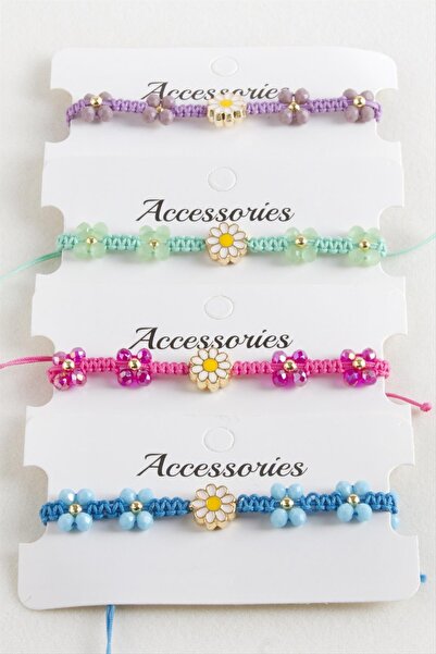 cleovibe Daisy Enamel Macrame Braided Rope Bracelet