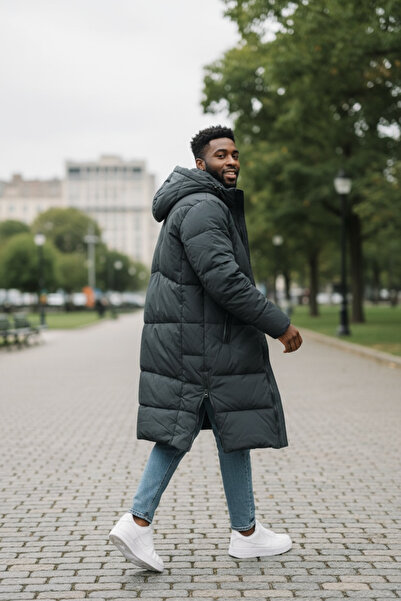 dehaine Men's long jacket, with side zippers, M25