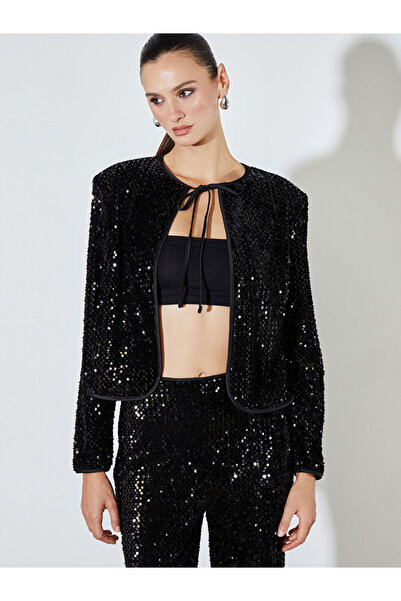 LC Waikiki Bisiklet Yaka Pul Payetli Kadın Ceket