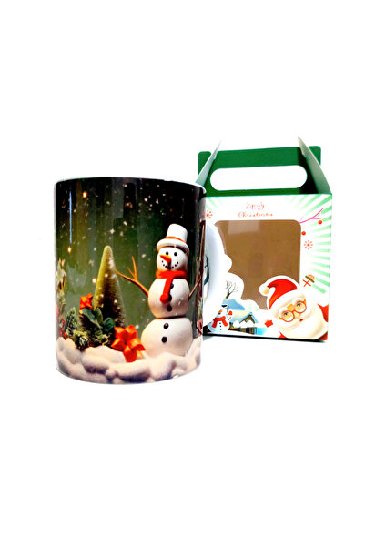 ZEEA COUTURE Ceramic mug decorated with snowman, fir trees