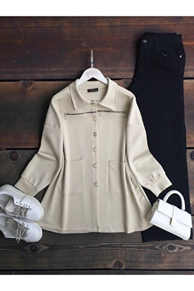 ŞAHİN TESETTÜR GİYİM ÖN FERMUAR DETAYLI RAHAT KALIP TUNİK 5651