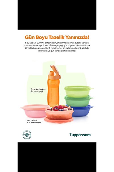 Tupperware Şeker 300 ml Refrigerator Storage Container Set of 5 5 Colors New and Eco Bottle Water Bottle and Flask 500 ml