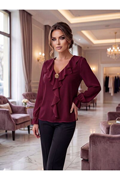 styleFlex Elegant blouse with golden accessories made of velvety silk, "peach" type