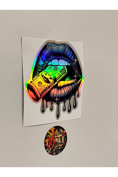 sticker For Biting Blue Lip 10X9Cm Foil Sticker Car Motorcycle Helmet Laptop Windshield Sticker