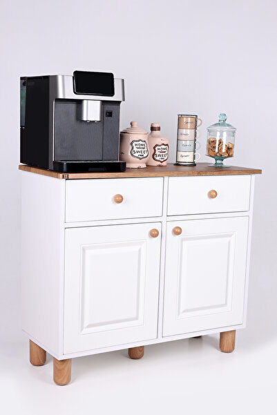 SESA MOBİLYA AKSESUARLARI HERMES KAHVE KÖŞESİ, çok amaçlı dolap, kavhe köşesi dolabı-Soft Beyaz