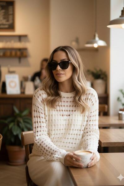 Mossta Κρέμα για διπλό πλεκτό σετ με διχτυωτό υφή