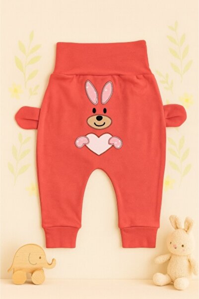 Superbaby Pantaloni bebe corai cu ursuleti si inimioare - Mother & Cojok