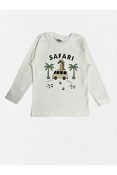 Pajama Shop Set de pijamale de iarnă cu mânecă lungă, cu model de crocodil, minibuz alb, bumbac 100% piese pentru băiat