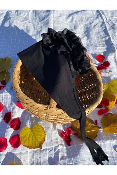 de LUNA Frilly Combed Cotton Bonnet - Black