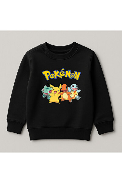 SVART WEAR Hanorac pentru copii cu imprimeu Pokemon, 100% bumbac, cu gât turn...