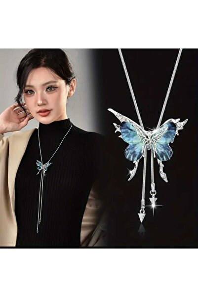 DÜKKAN DESİGN TİTATNYUM AYARLANABİLİR KUBİK ZİRKON KELEBEK KOLYE