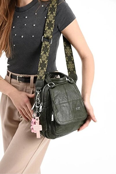 H&D COLLECTİON Soft Faux Leather Both Backpack and Shoulder Bag with Charm Gift Multi-Compartment