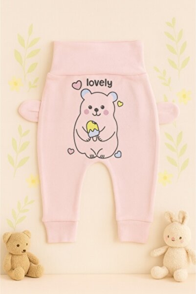 Superbaby Pantaloni bebe roz cu ursulet - Mother & Cojok