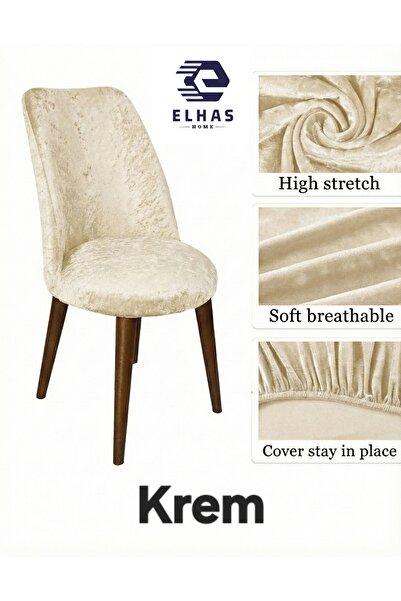 ELHAS Yıkanabilir,Likralı , Kadife Oval Sandalye Kılıfı ( 1 Adet )