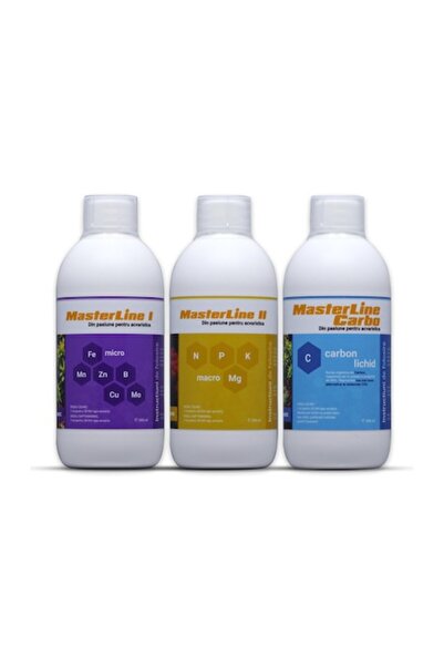 Masterline Complete set of fertilizers for aquatic plants I + II + Carbo, 3 x 1000 ml