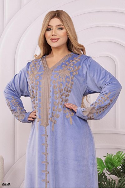 Lyaly aljlabyh فستان استقبال شتوي طويل (جلابية) بتطريز الحرير الملكي