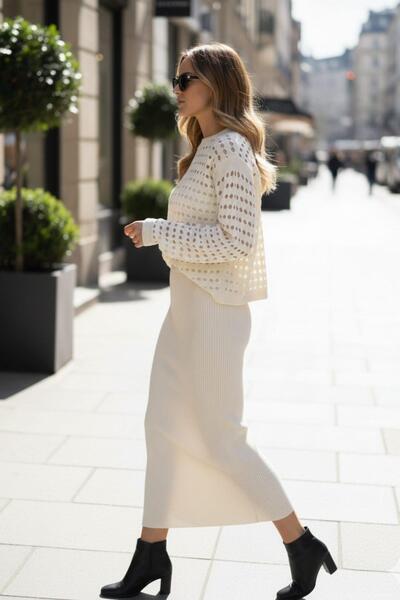 Mossta Ελάχιστα πλεκτό κοστούμι από πλέγμα για καθημερινή χρήση