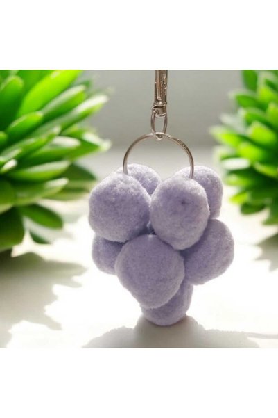 Pawnest Handmade Grape Shaped Plush Gift Keychain – Handmade Cute Design, with Metal Clip