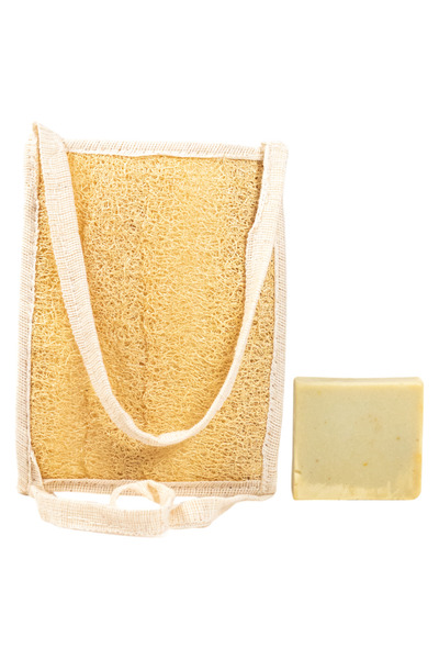 DEFNEDENDERMOKOZMETİK مجموعة تنظيف الحمام بصابون حلب من ألياف اليقطين الطبيعية