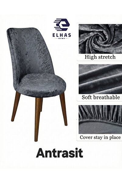 ELHAS Yıkanabilir,Likralı , Kadife Oval Sandalye Kılıfı ( 1 Adet )