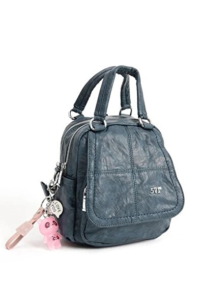 H&D COLLECTİON 571 Soft Faux Leather Both Backpack and Shoulder Bag with Charm Gift Multi-Compartment
