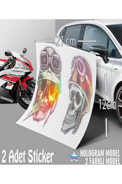 Automod Skeleton Sticker - Hologram Sticker - 2 Pieces Sticker Compatible with Cars, Motorcycles