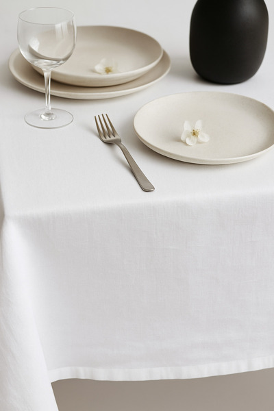 Mirilliahome Raw Linen White Tablecloth – Plain White Tablecloth