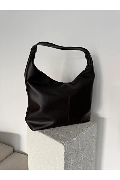 cosybag. Women's Large Size Faux Leather Shoulder Bag Black