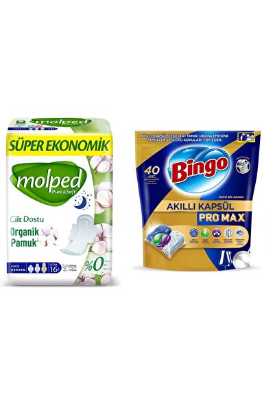Molped Pure & Soft Gece Süper Eko Ped 16 lı & Bing Smart Bulaşık Makinesi Kapsül Pro Max 40 Lı Tablet