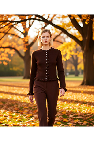 BENERLY Cardiganul de damă cu volane și nasturi adaugă eleganță combinațiilor...