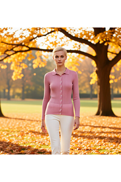 BENERLY Γυναικεία μπλούζα πλεκτή με υφή Mercerized, με λαιμόκοψη πόλο, με κου...