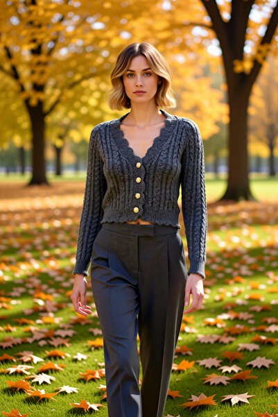 BENERLY سترة نسائية ناعمة ذات نسيج محبوك منقوشة بأكمام راجلان وتفاصيل أزرار ل...