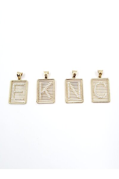 EKİNCİ KUYUMCULUK Altın Izgara Harf Taşlı Kolye Ucu