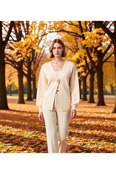 BENERLY Ženski kardigan sa V-izrezom i niskim rukavima, pletena bluza na bret...