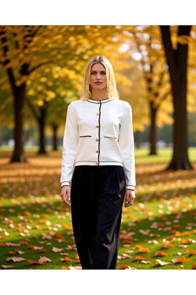 BENERLY Women's Premium Yarn Textured D Button Accent Knitwear Cardigan Creat...