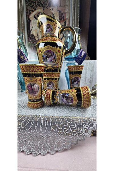 Bavaria Bavoriou Porselen İtalyan Sitil 6 Adet Mazagram ve Sürahi