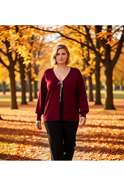 BENERLY سترة نسائية بياقة على شكل V مع تفاصيل ربط وأكمام بالون، تصميم أنيق يو...